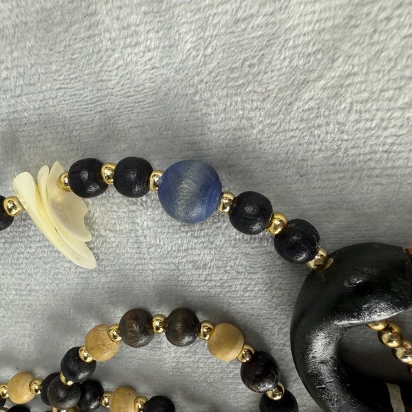 Wood Duck Geese Statement Necklace Beaded Shell Accents Hand Painted Vintage - Picture 16 of 16